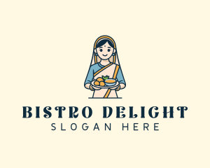 Woman Indian Restaurant logo design