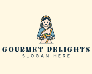 Woman Indian Restaurant logo design