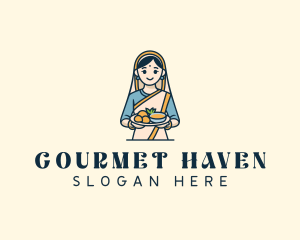 Woman Indian Restaurant logo design