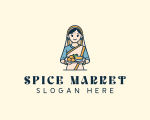 Woman Indian Restaurant logo design