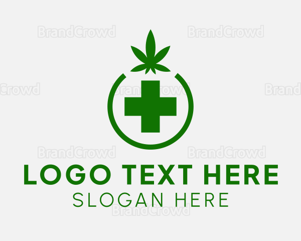 Weed Medicinal Cross Logo