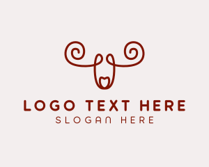 Moose Outline Scribble logo design