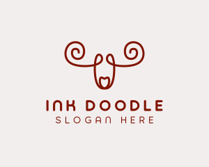 Moose Outline Scribble logo design