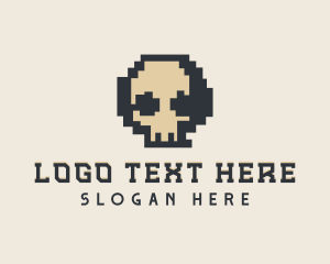 Pixel Skull Tech logo design
