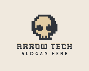 Pixel Skull Tech logo design