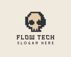 Pixel Skull Tech logo design