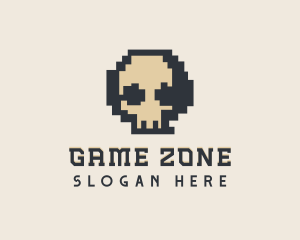 Pixel Skull Tech logo design