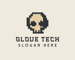 Pixel Skull Tech logo design