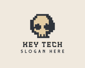 Pixel Skull Tech logo design