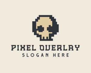 Pixel Skull Tech logo design