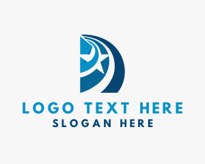 Negative Space - Highway Orbit Star Letter D logo design