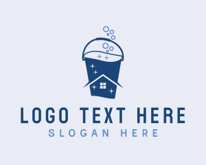 Bucket - Blue House Bucket Cleaner logo design