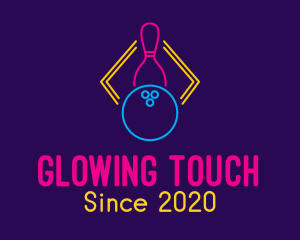 Neon Bowling Game logo design