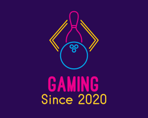 Neon Bowling Game logo design