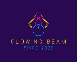 Neon Bowling Game logo design