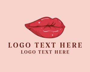 Glitter - Red Lips Cosmetic logo design