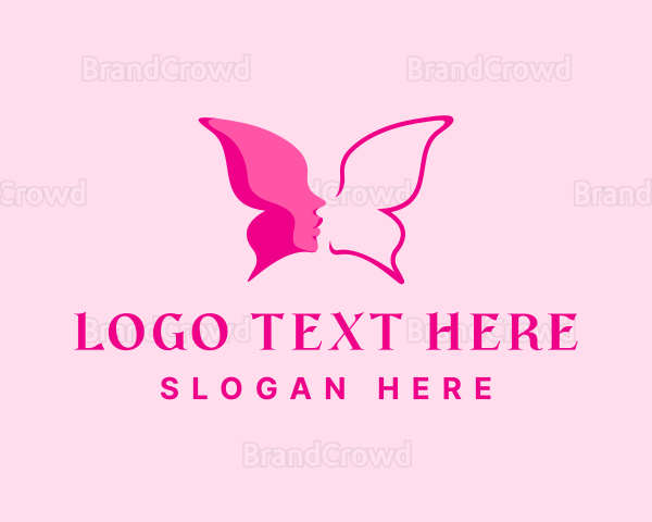 Female Face Butterfly Logo