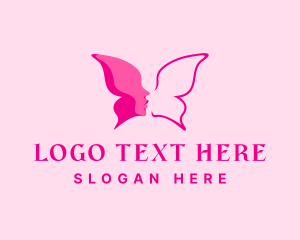 Girl - Female Face Butterfly logo design