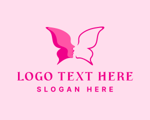 Beauty Pageant - Female Face Butterfly logo design