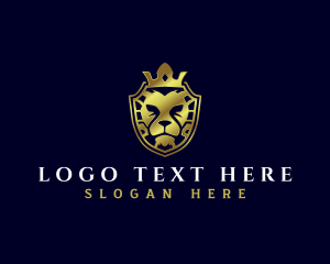 Premium - Lion Crown Shield logo design