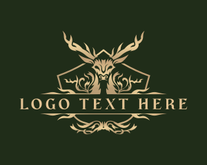 Horns - Elegant Deer Crest logo design