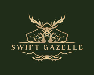 Gazelle - Elegant Deer Crest logo design