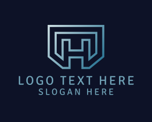 Software - Modern Geometric Shield Letter H logo design