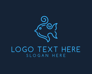 Monoline - Ocean Swirly Fish logo design