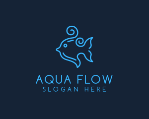 Ocean Swirly Fish logo design