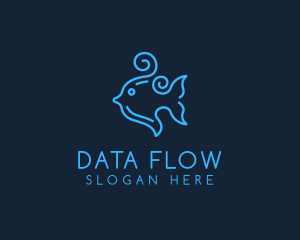 Ocean Swirly Fish logo design