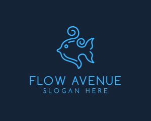 Ocean Swirly Fish logo design