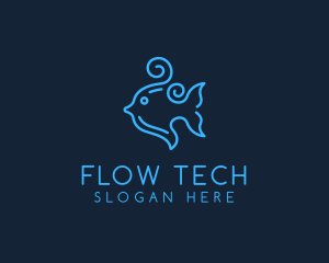 Ocean Swirly Fish logo design