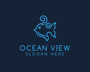 Ocean Swirly Fish logo design