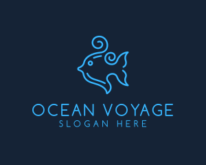 Ocean Swirly Fish logo design