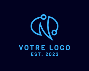 Customer Service - Circuit Tech Letter N logo design