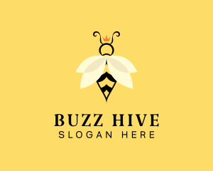 Crown Bee Insect logo design