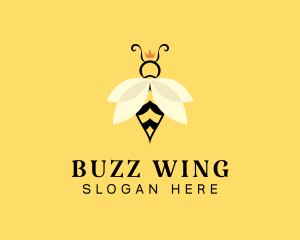 Crown Bee Insect logo design