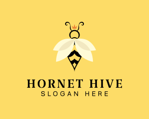 Crown Bee Insect logo design