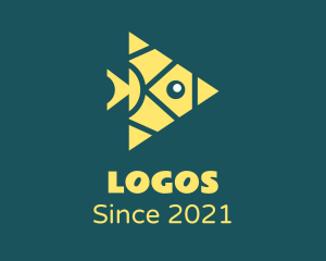 Aquarium Fish - Yellow Triangular Fish logo design