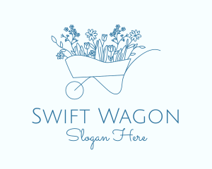 Wagon - Minimalist Floral Wagon logo design