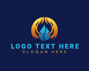 Flame - Fire Water Cooling Thermal logo design