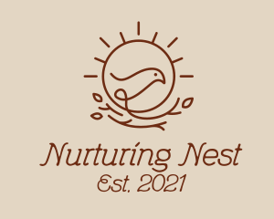 Sun Nest Bird  logo design