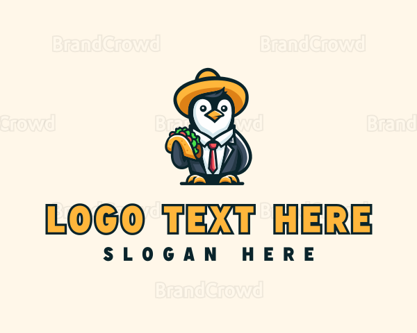 Mexican Taco Penguin Logo