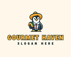 Mexican Taco Penguin logo design