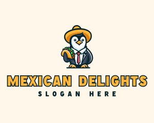 Mexican Taco Penguin logo design