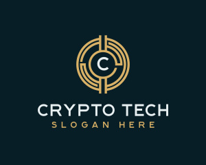 Fintech Cryptocurrency Coin logo design