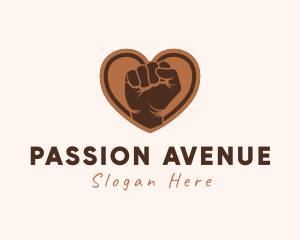Passion - Heart Raised Fist logo design