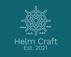 Minimalist Ship Helm logo design