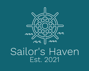 Minimalist Ship Helm logo design