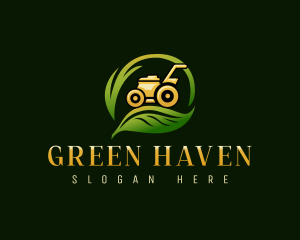 Lawn Mower Leaf logo design